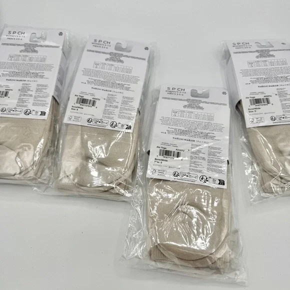 NWT Alo Yoga BUNDLE 4x Unisex Throwback Socks, Bone White 4 Pairs 8 Socks Total